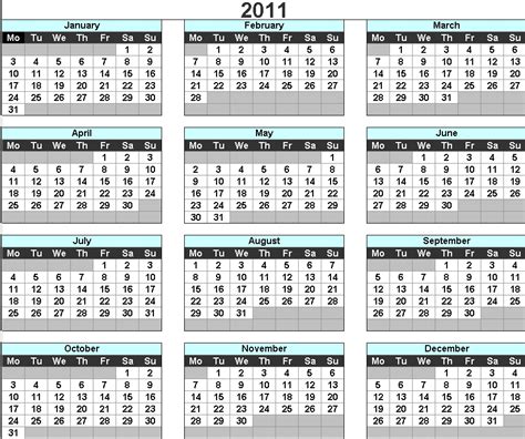2011 calendar uk.